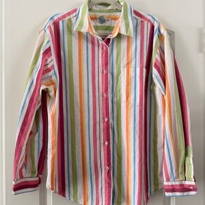 Talbots Multicolor Striped Cotton Shirt, Size Large